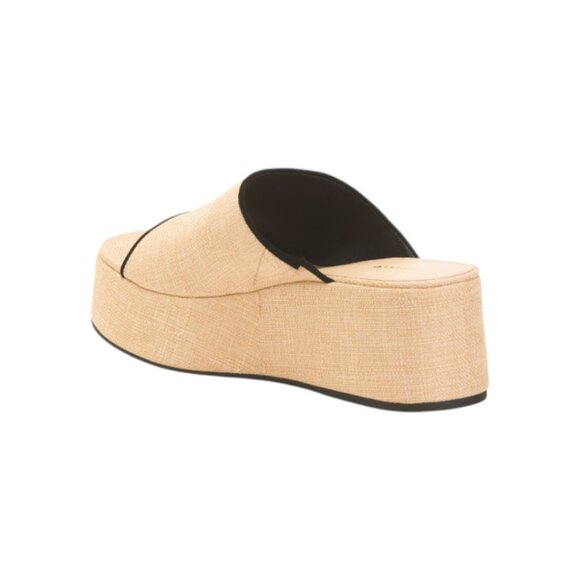 LARROUDE Beige/Black Made In Brazil Charli Wedge Mule Sandals - Picture 2 of 3